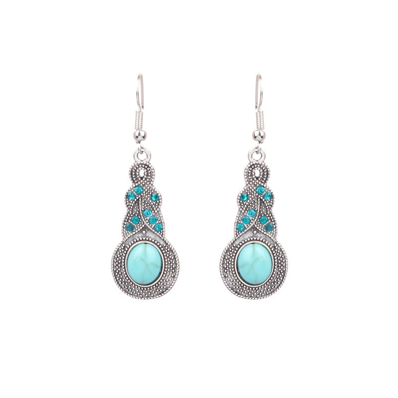 Wholesale Turquoise Bohemian Tassel Geometric Alloy Vintage Earrings